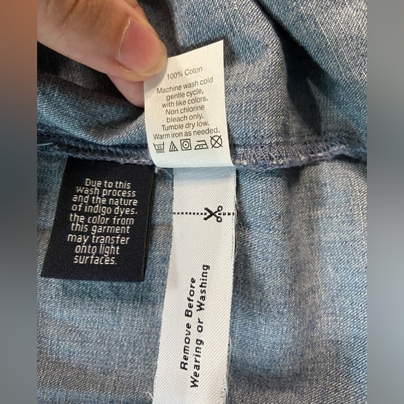 J. Crew 100% Cotton Denim Sleeveless Shift Dress w/ Embroidered Trim Small - Picture 8 of 9